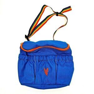 Vintage TLC KANVAS Butterfly Bag Rainbow Blue Strap Adjustable Shoulder Bag USA